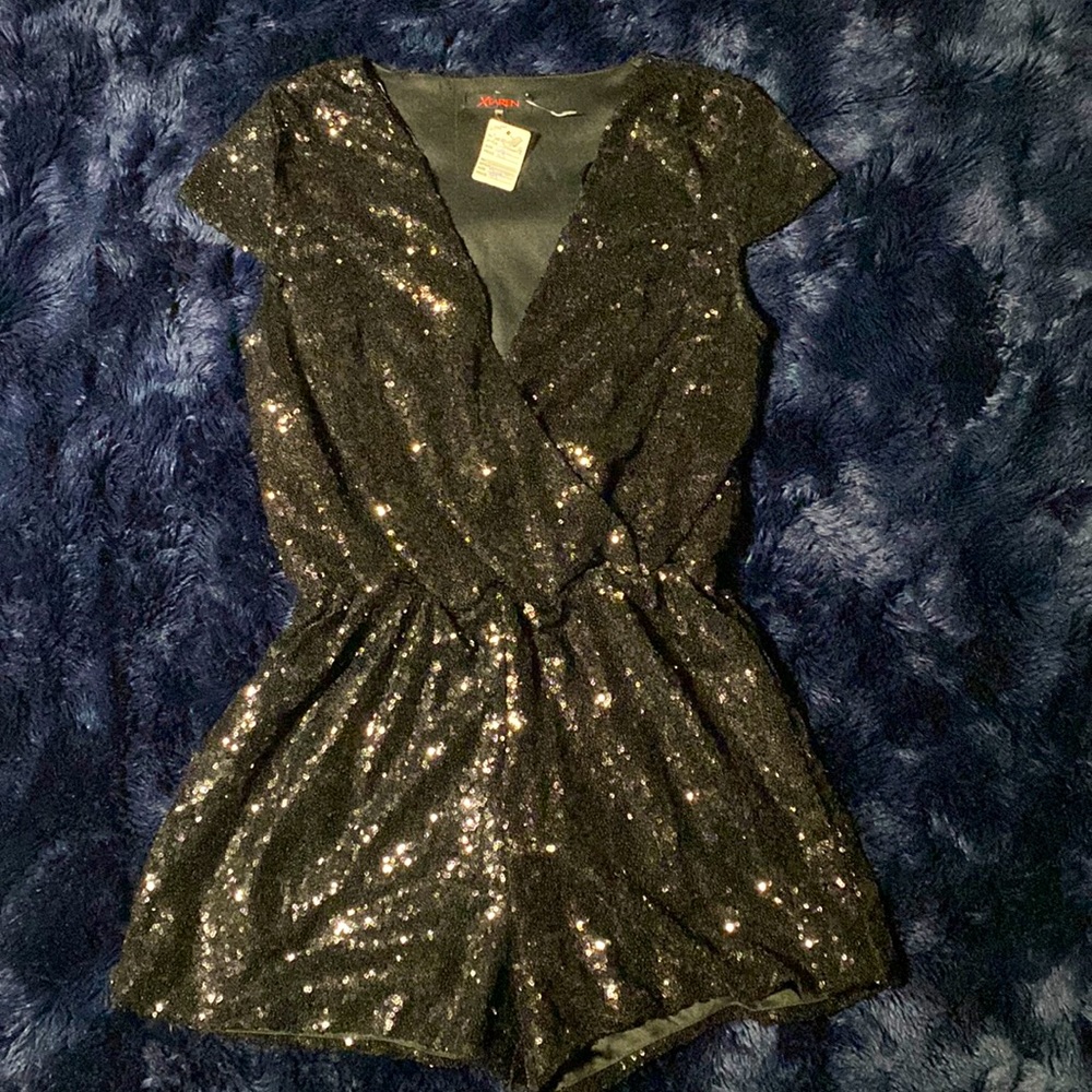 Black Sequin Romper